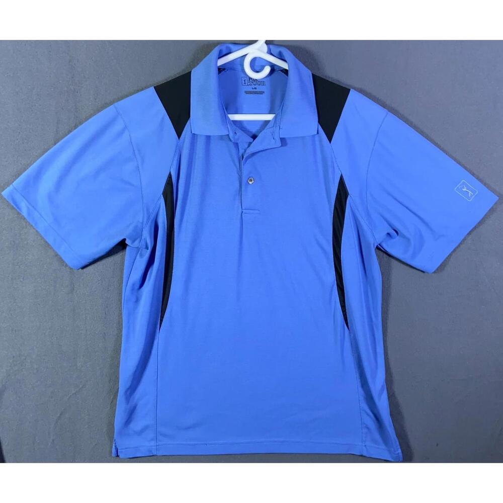PGA Tour Royal Blue and Black Men's Golf Polo